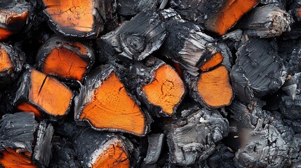 Burnt Orange and Black Charred Wood Close-Up