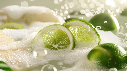 Limes in Sparkling Water with Soap Suds