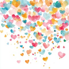 Colorful Watercolor Hearts Background Romantic Love Confetti Pastel Shades Wedding Valentine s