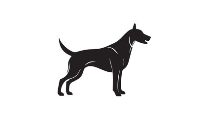 Dog silhouette. Vector illustration of dog silhouette. Vector black silhouette of a dog isolated on a white background.