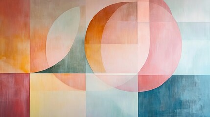 Fototapeta premium Abstract geometric shapes in soft pastel colors, Generative AI
