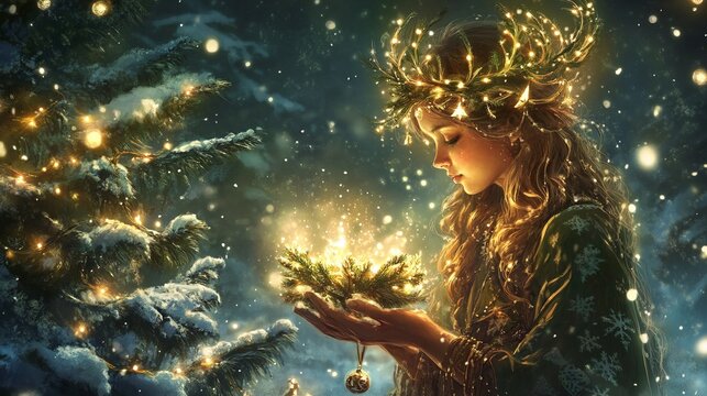 Yule Traditions and Rituals Background Concept