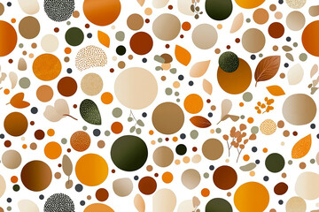 Fototapeta premium A pattern of circles and leaves on a white background