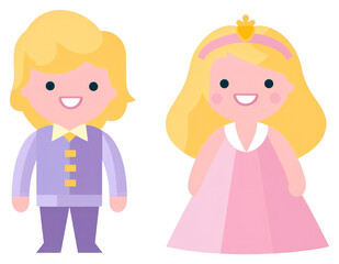 PNG Prince and princess cartoon cute doll.