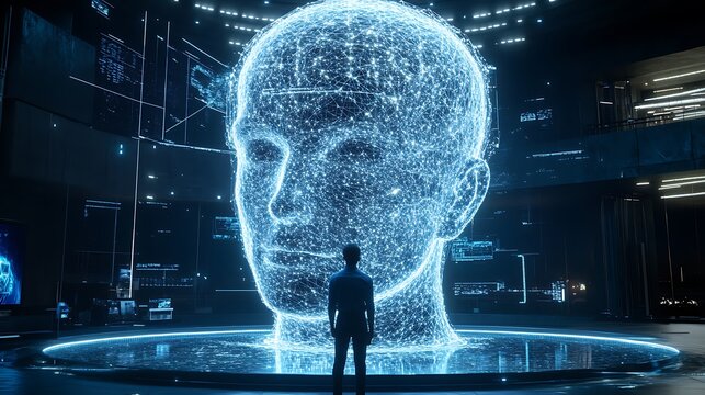 AI exploring the principles of quantum mechanics in a virtual environment