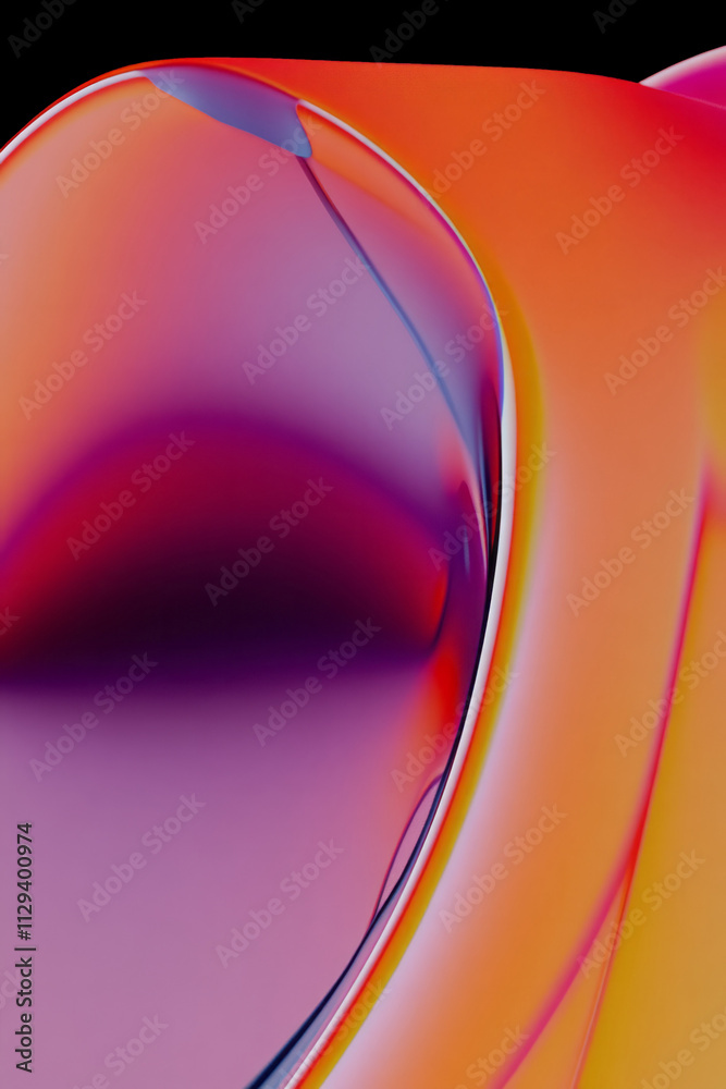 Poster a close up of a cell with a curved design