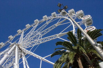 large Ferris wheel, view from below