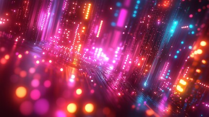 Fototapeta premium A dazzling 3D rendering of a microchip, electron paths visible