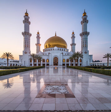 luxury Floating Mosque with golden gombuj 