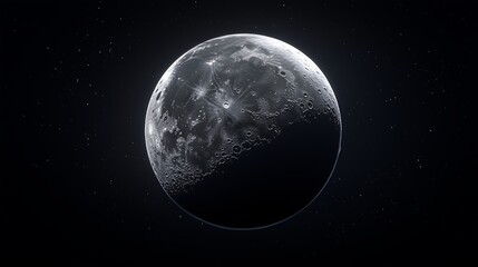 Obraz premium Luminous moon in a clear night sky, Glowing moon in a starry night sky