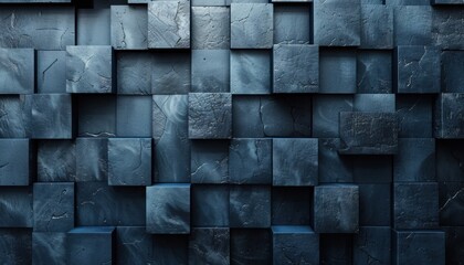 A blue wall made of blocks with a rough texture