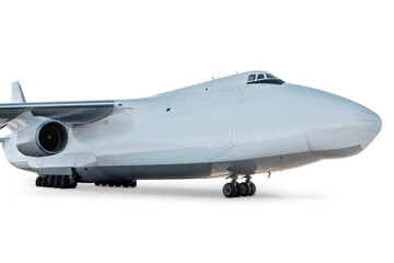 White wide body transport cargo aircraft isolated