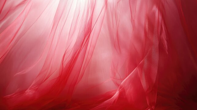 Delicate flowing red tulle fabric background creating an elegant and playful atmosphere for design and decorative purposes. - Powered by Adobe