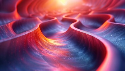 A blue and red wave with a red and orange background
