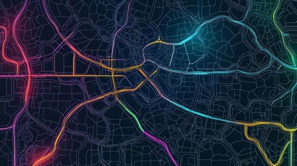 Colorful digital map illustration background.