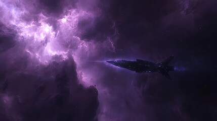 Fototapeta premium AI guiding a spacecraft through a cosmic storm using physics-based calculations