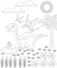 Unique Dinosaur coloring page for kids and adults. Dinosaur coloring page for children