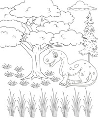 Unique Dinosaur coloring page for kids and adults. Dinosaur coloring page for children