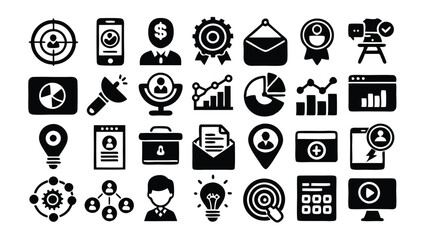 Digital Marketing related icon editable stroke outline  set of different types small icons isolated on white background flat vector illustration