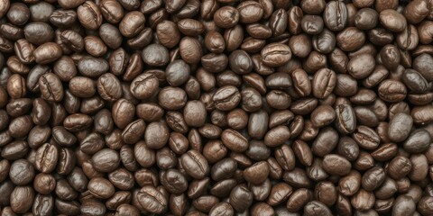Fototapeta premium Close-up shot of dark, roasted coffee beans with rich, earthy texture, roasted