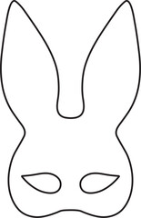 leather mask with rabbit ears, adult sex toy, accessories for bdsm sex games, linear black and white icons, doodle and sketch style, hand drawing