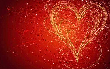 A vibrant red backdrop with glowing heart patterns and subtle sparkles for a valentines day theme