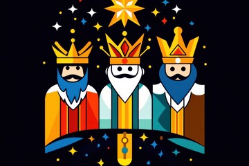 Three Kings Day Celebration Online Banner Generative AI Christmas Poster in Playful Cartoon Style