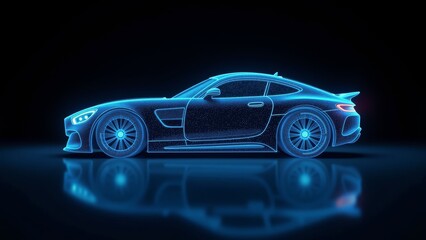 Advanced Hologram illustration of a sports car.
