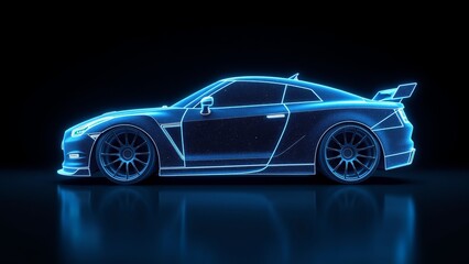 Fototapeta premium Advanced Hologram illustration of a sports car.