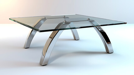 A glass table with a silver frame