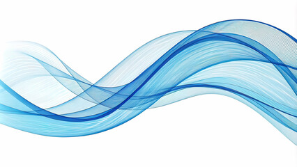 Obraz premium Abstract design of blue liquid texture on white background. Premium background of intertwining waves of horizontal movements