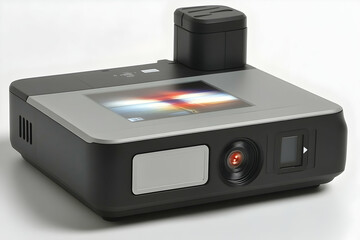 Obraz premium Compact digital device with screen, lens, and top module.