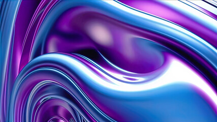 Abstract design of blue liquid texture on white background. Premium background of intertwining waves of horizontal movements