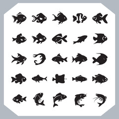 Creative Collection of Fish Silhouette Logotype Icons for Modern and Elegant Logo Design in white background