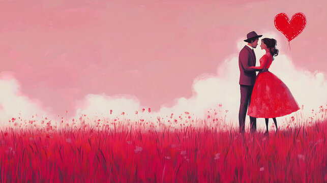 Cute Valentine's Day card. Love concept. Greeting card, a sign of attention to a loved one. Valentine's Day background. AI generation