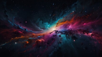 Cosmic Nebula Swirls Vivid Colors Across The Starry Expanse