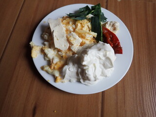 portion of warm mixed vegetable salad