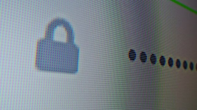 Enter password on PC, Log in Close up of computer screen entering correct password to system. Logging in to system using wrong password key, having no access to data