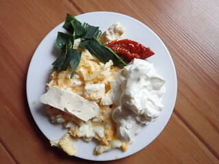 portion of warm mixed vegetable salad