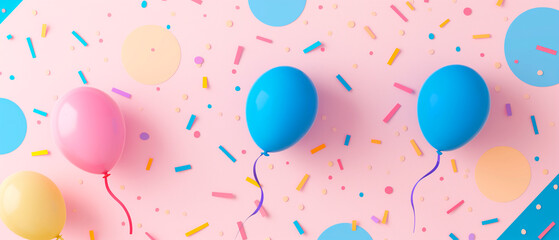 Celebración en Colores: Globos y Confeti de Fiesta