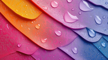 Fototapeta premium Abstract colorful layered rubber surfaces with water drops pattern. Generative AI image