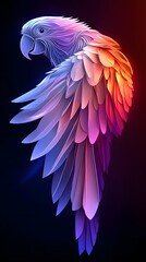 Fototapeta premium Macaw with Flowers, Formed With Paper Cut Art, Abstract Image, Texture, Pattern Background, Wallpaper, Cover and Screen of Smartphone, PC, Laptop, 9:16 and 16:9 Format