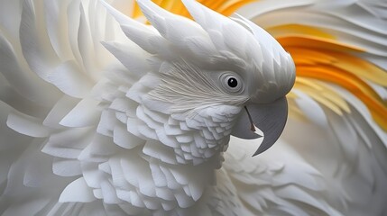 Fototapeta premium Macaw with Flowers, Formed With Paper Cut Art, Abstract Image, Texture, Pattern Background, Wallpaper, Cover and Screen of Smartphone, PC, Laptop, 9:16 and 16:9 Format