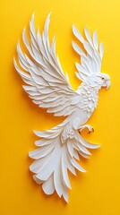 Fototapeta premium Macaw with Flowers, Formed With Paper Cut Art, Abstract Image, Texture, Pattern Background, Wallpaper, Cover and Screen of Smartphone, PC, Laptop, 9:16 and 16:9 Format