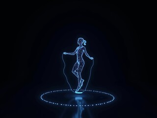 Advanced hologram of a person jumping rope.