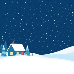 Naklejka premium Cozy winter scene with snow and a house.