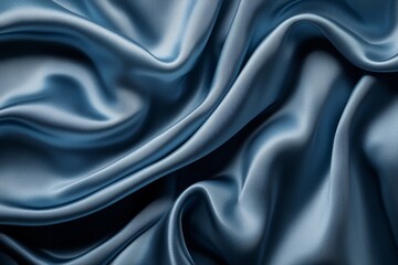 Fototapeta premium Luxurious Blue Satin Fabric with Waves
