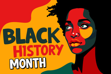 Black history month. Celebrating history of african americans in february. Bright poster in yellow, green and red colors
