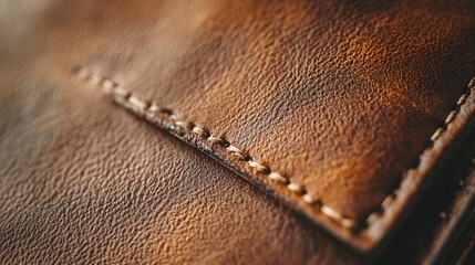 Close-up of brown leather texture with stitching. (2)