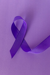 Purple ribbon symbolising Epilepsy, Alzheimer's and Cancer consciousness.